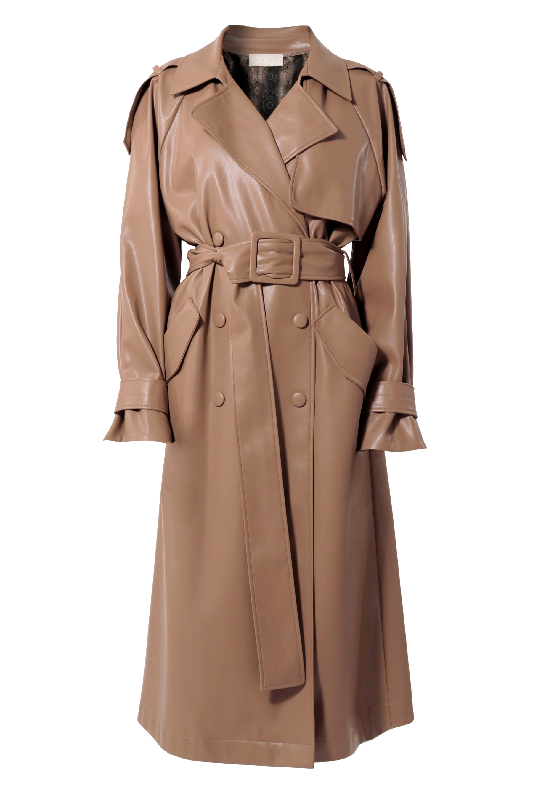 Vegan Leather Coat Paulin Milk Chocolate - Brown - L - HALEWSKI - Trench coats Vegan Leather Coat Paulin Milk Chocolate - Brown - L - HALEWSKI - Trench coats von HALEWSKI