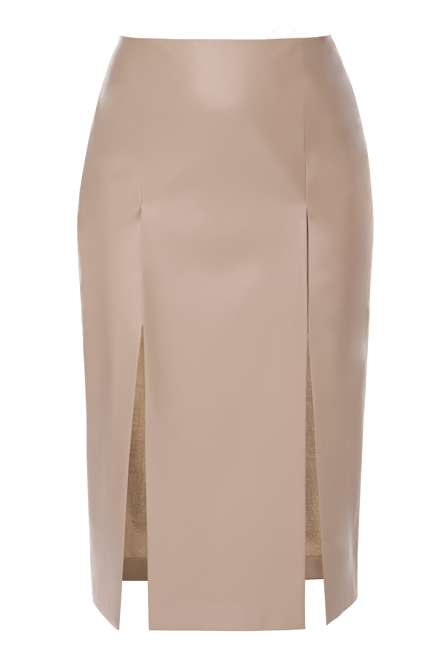 Vegan Leather Skirt Salma Cool Beige - M - HALEWSKI - Midi skirts von HALEWSKI