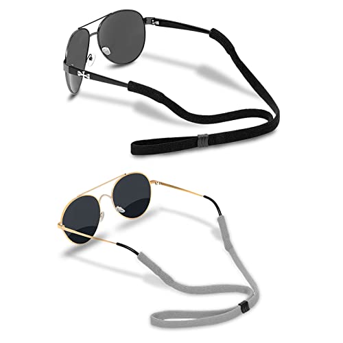 HALF CRESCEN Brillenband (2 Stück) Sport Brillenband verstellbar Sonnenbrillenhalter für Männer Frauen – 2 Stück (schwarz, grau) von HALF CRESCEN