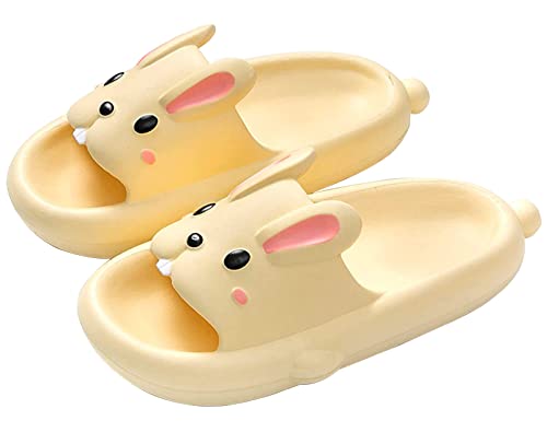 Kinder Hase Badelatschen Sommer hausschuhe Damen Badeschlappen Mädchen Rutschfeste Dusch Badeschuhe Strand Sandalen Gelb 38/39 von HALFSUMO