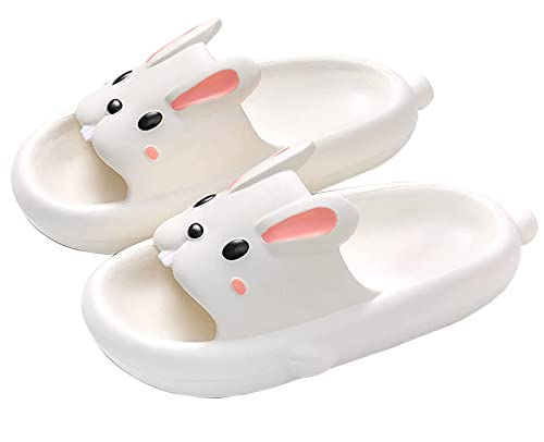 Kinder Hase Badelatschen Sommer hausschuhe Damen Badeschlappen Mädchen Rutschfeste Dusch Badeschuhe Strand Sandalen Weiß 34/35 von HALFSUMO