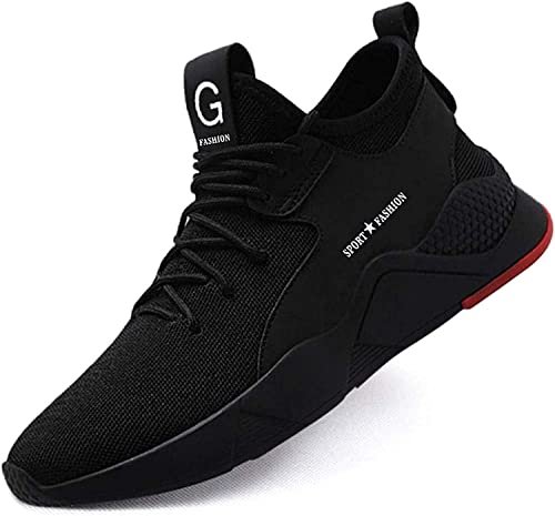 HALFSUMO Sicherheitsschuhe Arbeitsschuhe Herren Damen s3 Stahlkappenschuhe Leicht Schutzschuhe mit Stahlkappen Sportlich Atmungsaktiv Unisex Schwarz,255mm=41EU von HALFSUMO