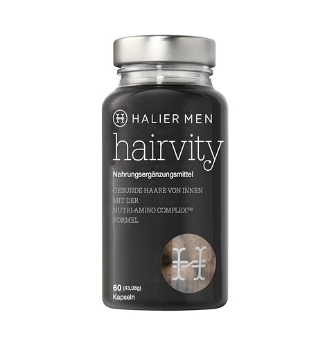 HALIER Hairvity – Nahrungsergänzungsmittel mit Kollagen- und Amino-Komplex-Formel 60 Kapseln - Nutrikosmetikum für Männer, Verbesserung von trockenem und geschädigtem Haar, Vitamine und Mineralstoffe von HALIER