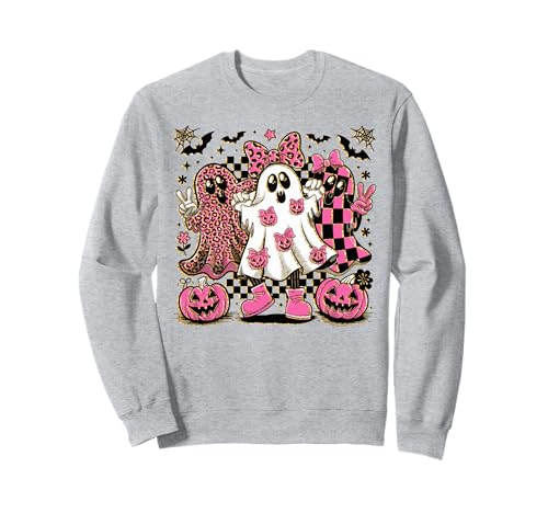 Gruseliges rosafarbenes Halloween-Spinnennetz für Kinder, Jugend und Damen Sweatshirt von HALLOWEEN TEES CO