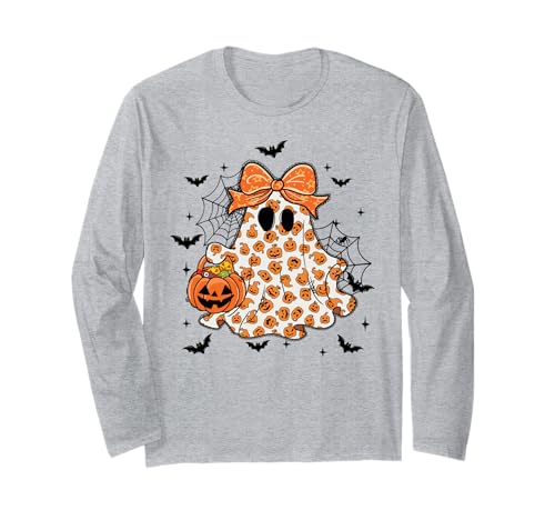 Kinder Halloween Ghost Cute Pumpkins Fall Vibes Trick or Treat Langarmshirt von HALLOWEEN TEES CO