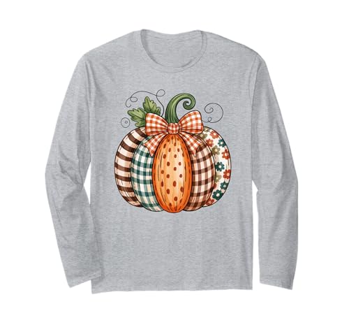 Kürbis Patch Schleife Halloween Herbst Vibes Niedlich Trendy Langarmshirt von HALLOWEEN TEES CO