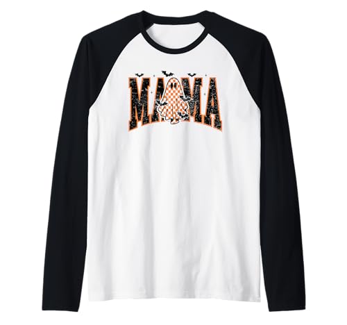 Mama Halloween Karierter Druck Ghost Fall Vibes Kürbis Raglan von HALLOWEEN TEES CO