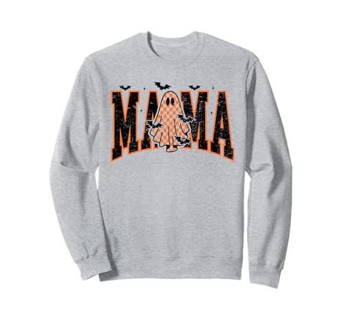 Mama Halloween Karierter Druck Ghost Fall Vibes Kürbis Sweatshirt von HALLOWEEN TEES CO