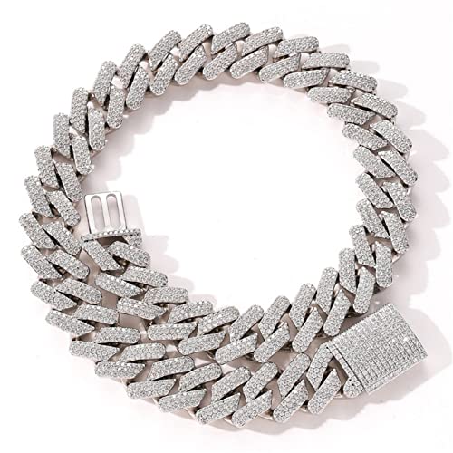 HALOKAIYA ICEDIAMOND 20MM Hip Hop Iced Out Miami Cuban Link Chain Necklace/14K Gold Plated Bling CZ Lab Diamond Choker Heavy Cuban Necklace/Luxury Trend Jewelry Gift for Man (20'', White) von ICEDIAMOND