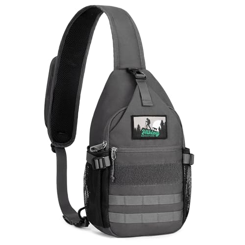HALOVIE Taktische Umhängetasche Diebstahlsichere Schultertasche Brusttasche Herren Crossbody Sling Bag Sport Outdoor Reisen (grau) von HALOVIE