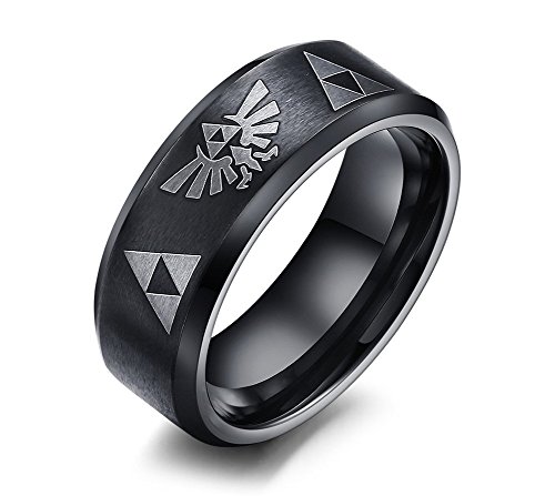 8MM Damen Herren Blue Stainless Steel Die Legende von Zelda Triforce Ring4 Farbe von HAMANY