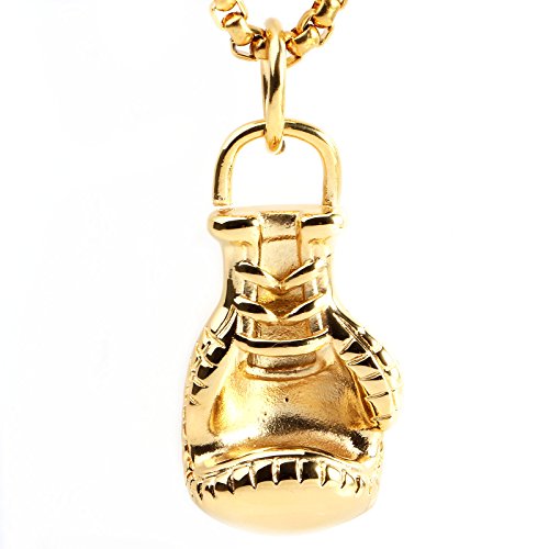 HAMANY Schmuck Edelstahl Boxhandschuh Boxhandschuhe Handschuhe Männer Anhänger mit Halskette,Herren Kette,Gold,mit 60cm Kette von HAMANY