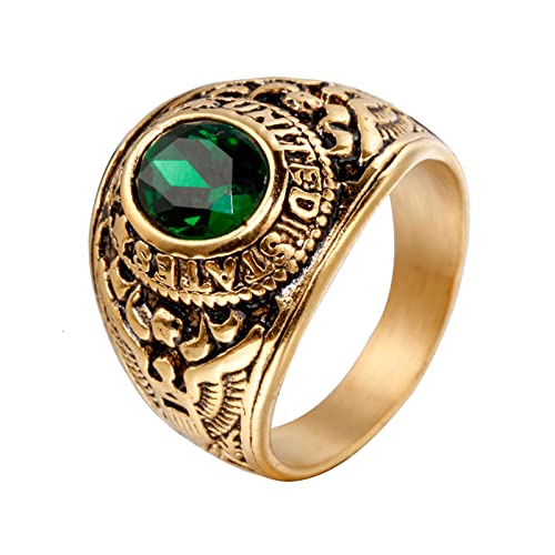 HAMANY Schmuck Edelstahl Herren Ring US Armee Gold,Größen 59 (18.8) von HAMANY