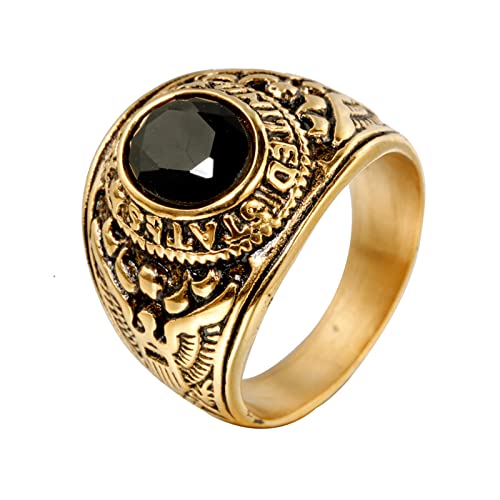 HAMANY Schmuck Edelstahl Herren Ring US Armee Gold,Größen 70 (22.3) von HAMANY