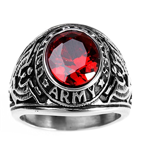 HAMANY Schmuck Edelstahl Herren Ring mit Zirkon,Falke Eagle US Armee,Größen 62 (19.7) von HAMANY