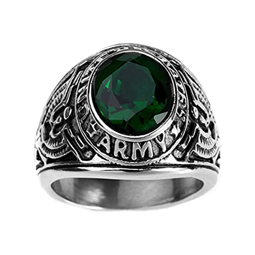 HAMANY Schmuck Edelstahl Herren Ring mit Zirkon,Falke Eagle US Armee,Größen 67 (21.7) von HAMANY