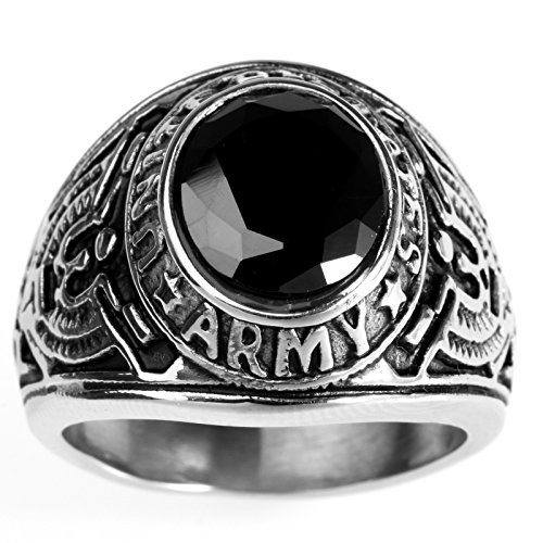 HAMANY Schmuck Edelstahl Herren Ring mit Zirkon,Falke Eagle US Armee,Größen 70 (22.3) von HAMANY