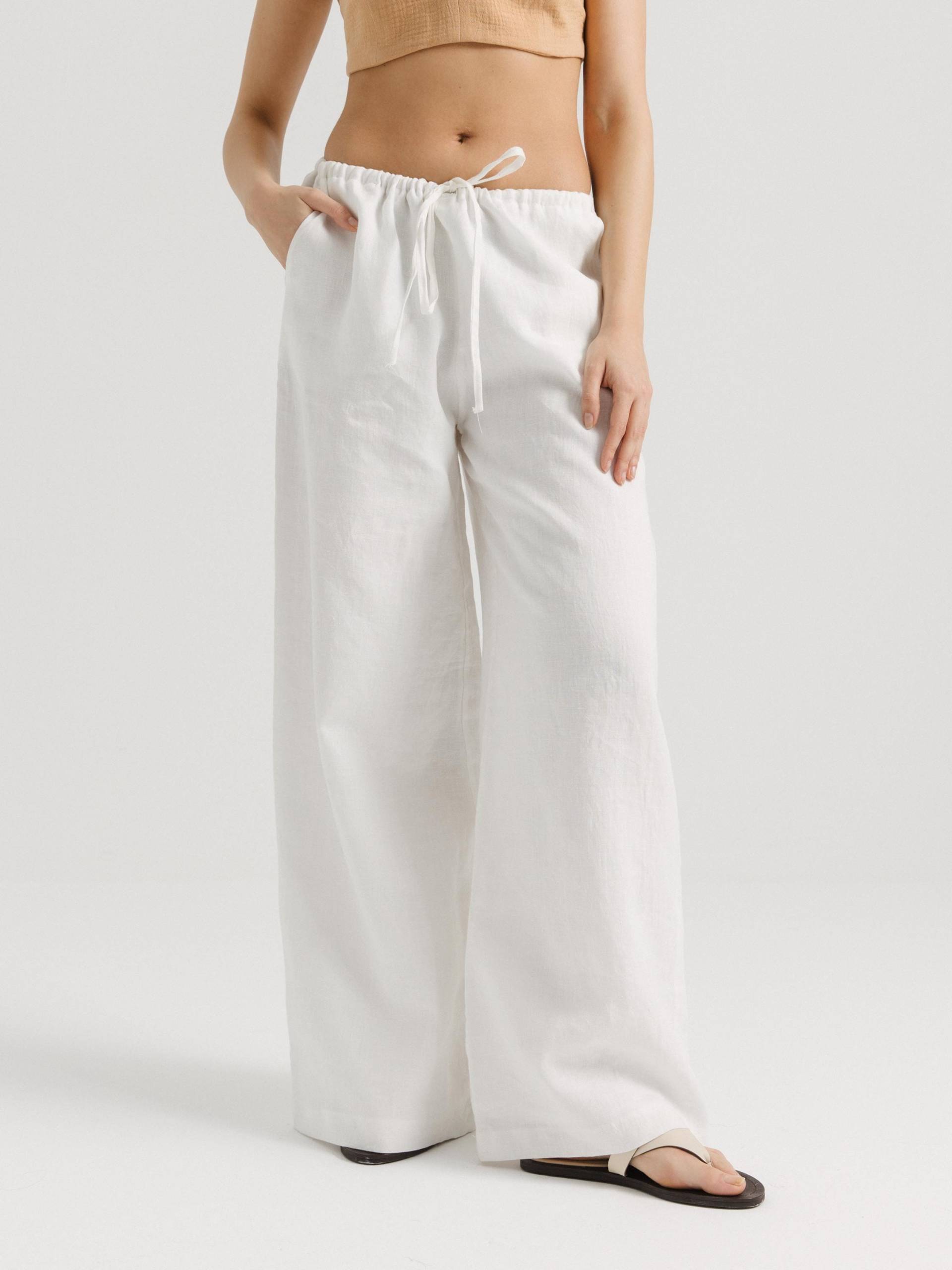 Umweltfreundliche Baumwoll-Leinen-Kordelzughose Mit Taschen - Handgemachte Bequeme Boho-Hose Umweltfreundliche Baumwoll-Leinen-Kordelzughose Mit Taschen - Handgemachte Bequeme Boho-Hose von HAMFABRICS