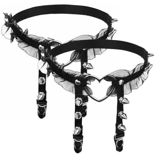 2 Stück Spitze Bein Strumpfband Damen Verstellbar Spitze Strumpfband Schwarz Anti Rutsch Clip Strumpfhalter Halloween Karneval Cosplay Party Zubehör 2 Stück Spitze Bein Strumpfband Damen Verstellbar Spitze Strumpfband Schwarz Anti Rutsch Clip Strumpfhalter Halloween Karneval Cosplay Party Zubehör von HAMKU