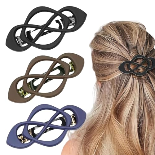 3 Stück Haarspangen Damen Dünnes Haar Mittel Haarspange Vintage Automatisch Hair Clip Set Für Frauen Mädchen Haarschmuck (curry schwarz navy) von HAMKU