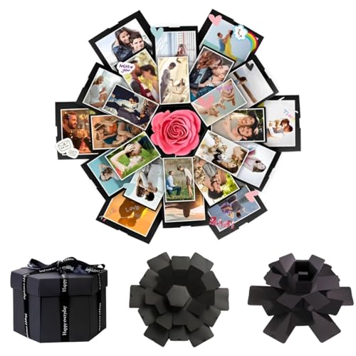 HAMKU 1 Schachtel Überraschung Box Kreative DIY Fotoalbum Halbfertige diy Explosion Box Schwarz Geschenkbox für Weihnachten Geburtstag Jubiläum Valentinstag von HAMKU