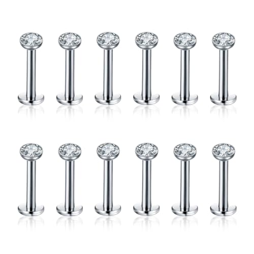 HAMKU 12Pcs Helix Piercings Chirurgenstahl Piercing Ohr Conch Piercing Nasenpiercing Tragus Piercing lippenpiercing labret Piercing Studs für Frauen Männer von HAMKU