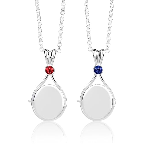 HAMKU 2 Stück Plötzlich Meerjungfrau Kette Mermaid Medaillon,Kette Mädchen Edelstahl Meerjungfrauen Anhänger Schmuck Halsketten,Kette Damen,Passend Für Damen Und Mädchen (Blau Rot) von HAMKU