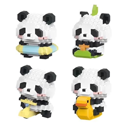 HAMKU 4 Sätze Panda Bausteine Set Niedlich Panda Bricks Panda Bausteine Spielzeug Bricks Mini Bausteine Tiere für Erwachsene Kinder für Kinder ab 9+ Jahren von HAMKU