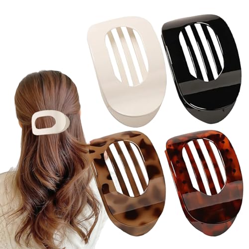 HAMKU 4 Stück Haarklammern Für Damen,Haarspange Flach Damen,Flat Claw Clip,Haarklammer Für Dunn Haar,Starker Halt Seitliche Haarklammern von HAMKU