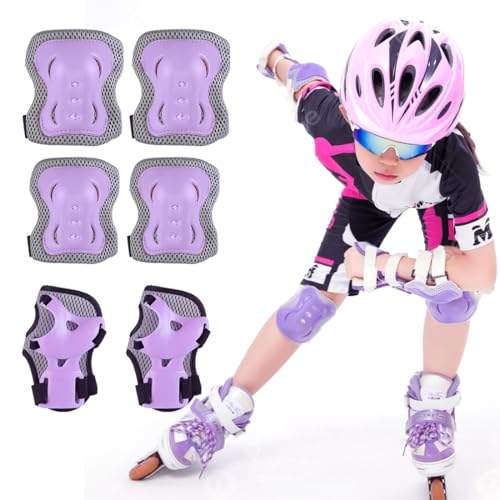 HAMKU Knieschoner Kinder Schoner Inliner Protektoren 6er Set Schützer Inliner Inline Skates Knie Und Ellenbogenschützer Schutzausrüstung Knieschützer Skateboard von HAMKU