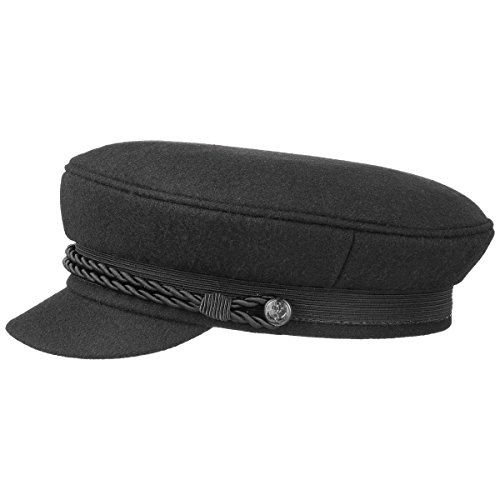 HAMMABURG Elbsegler Mütze Schwarz für Herren - traditionelle Kapitänsmütze mit Innenfutter - Matrosenmütze aus Tuch - Größe 59 cm, L - Schirmmütze mit Kordel, kurzem Visor und silbernen Knöpfen von HAMMABURG