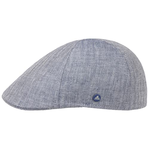 HAMMABURG Herringbone Flatcap - Sportlich-eleganter Stil - Schiebermütze mit Fischgrätmuster - Made in EU - Herren - Frühjahr/Sommer blau L (58-59 cm) von HAMMABURG