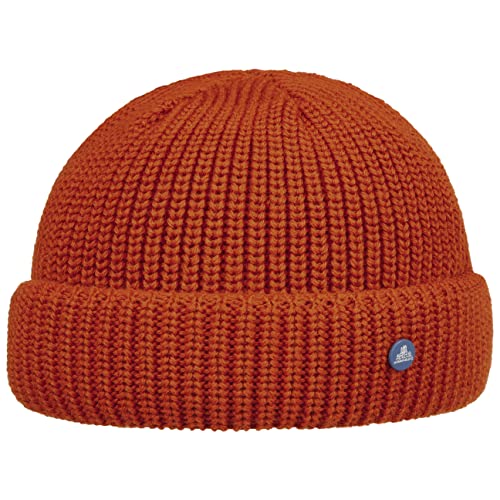 HAMMABURG Strick Dockermütze Mütze Strickmütze Herrenmütze Wintermütze Wollmütze Dockercap Damen/Herren - Made in Italy mit Umschlag, Umschlag Herbst-Winter - One Size orange von HAMMABURG