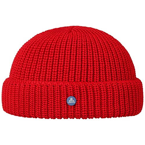 HAMMABURG Strick Dockermütze Damen/Herren - Made in Italy - Beanie mit Wolle - Mütze in Einheitsgröße - Herbst/Winter rot One Size von HAMMABURG