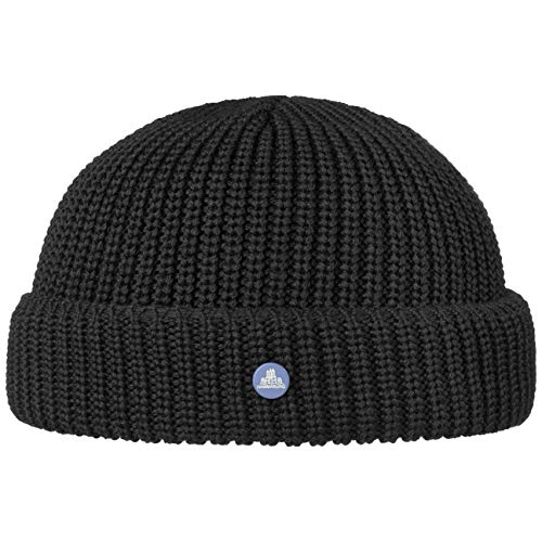 HAMMABURG Strick Dockermütze Damen/Herren - Made in Italy - Beanie mit Wolle - Mütze in Einheitsgröße - Herbst/Winter schwarz One Size von HAMMABURG