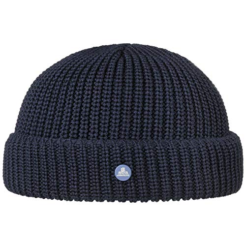 HAMMABURG Strick Dockermütze Beanie Wolle Made in Italy Damen Herren Herbst Winter dunkelblau One Size von HAMMABURG