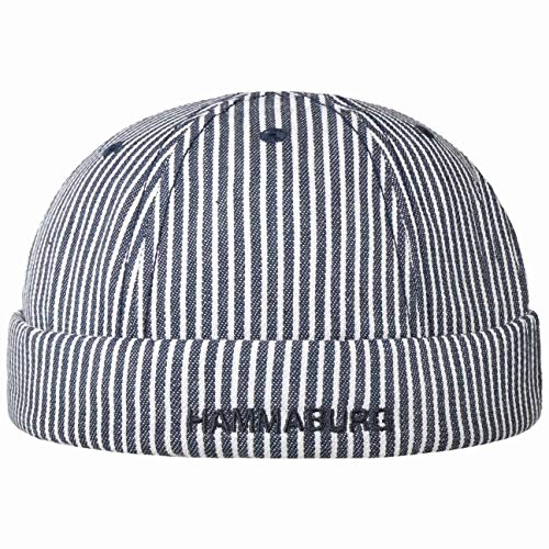 HAMMABURG Stripes Cotton Dockermütze One Size (ca. 56-60 cm) Herren - Handgefertigt - Aus 100% Baumwolle - Größenverstellbar durch Klettverschluss - Sommer/Winter dunkelblau One Size HAMMABURG Stripes Cotton Dockermütze One Size (ca. 56-60 cm) Herren - Handgefertigt - Aus 100% Baumwolle - Größenverstellbar durch Klettverschluss - Sommer/Winter dunkelblau One Size von HAMMABURG