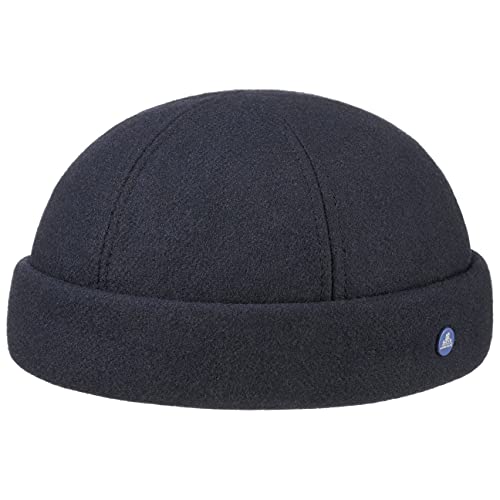 HAMMABURG Teflon Dockermütze Herren - Made in The EU - Mit Schurwolle - Handmade - Gefüttert mit 100% Baumwolle - Wasserabweisend - Dockerkappe - Herrenmütze Herbst/Winter dunkelblau XXL (62-63 cm) von HAMMABURG