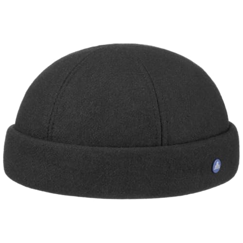 HAMMABURG Teflon Dockermütze Herren - Made in The EU - Mit Schurwolle - Handmade - Gefüttert mit 100% Baumwolle - Wasserabweisend - Dockerkappe - Herrenmütze Herbst/Winter schwarz S (54-55 cm) von HAMMABURG
