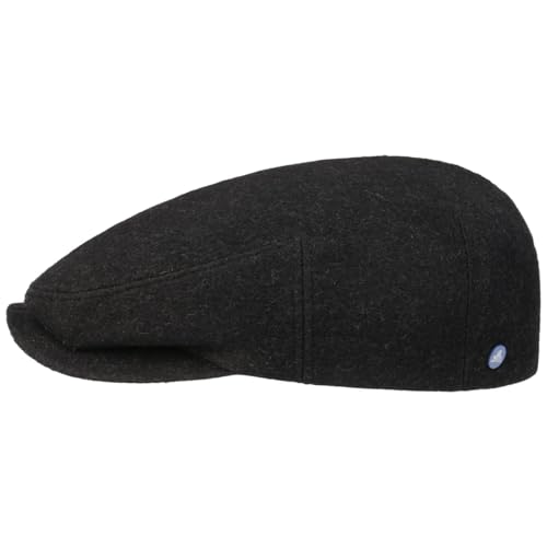 HAMMABURG Teflon Flatcap Damen/Herren – Made in The EU - Handmade - Mit Schurwolle - Wasserabweisende Schirmmütze - Futter aus 100% Baumwolle - Schiebermütze Herbst/Winter anthrazit 57 cm von HAMMABURG