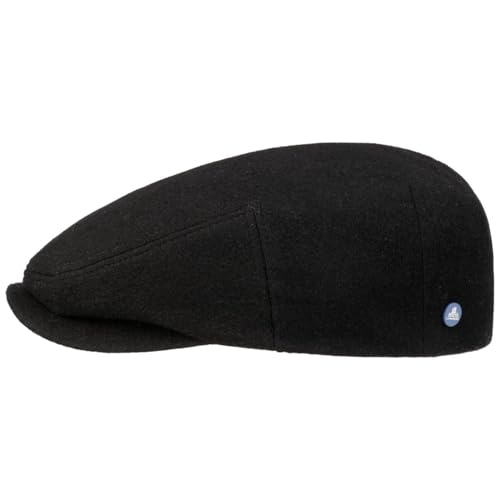 HAMMABURG Teflon Flatcap Damen/Herren – Made in The EU - Handmade - Mit Schurwolle - Wasserabweisende Schirmmütze - Futter aus 100% Baumwolle - Schiebermütze Herbst/Winter schwarz 58 cm von HAMMABURG