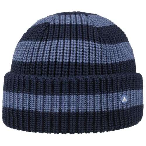 HAMMABURG Twotone Stripes Beanie - Wintermütze mit Umschlag - Warm & weich - Made in Italy - Unisex - Herbst/Winter blau One Size HAMMABURG Twotone Stripes Beanie - Wintermütze mit Umschlag - Warm & weich - Made in Italy - Unisex - Herbst/Winter blau One Size von HAMMABURG