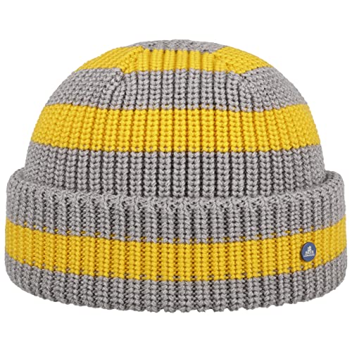 HAMMABURG Twotone Stripes Beanie - Wintermütze mit Umschlag - Warm & weich - Made in Italy - Unisex - Herbst/Winter gelb One Size HAMMABURG Twotone Stripes Beanie - Wintermütze mit Umschlag - Warm & weich - Made in Italy - Unisex - Herbst/Winter gelb One Size von HAMMABURG