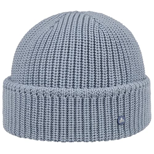 HAMMABURG Umschlagmütze Damen Herren Made in Italy 50% Wolle Strickmütze Umschlag Beanie Herbst Winter hellblau One Size von HAMMABURG