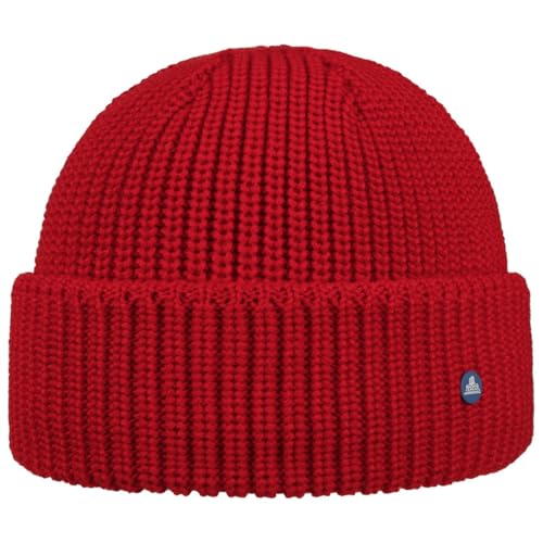 HAMMABURG Umschlagmütze Damen/Herren One Size (ca. 54-59 cm) - Made in Italy - Mit 50% Wollanteil - Strickmütze mit Umschlag - Länge 18 cm - Beanie Herbst/Winter rot One Size von HAMMABURG