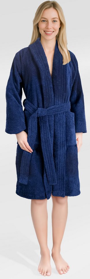 HAMMETEX Damenbademantel Ren, 100% Baumwolle, Langform, Baumwolle, Schalkragen, Gürtel, 380 g/m² Frottee Bademantel mit Taschen – Saugfähig & Weich von HAMMETEX