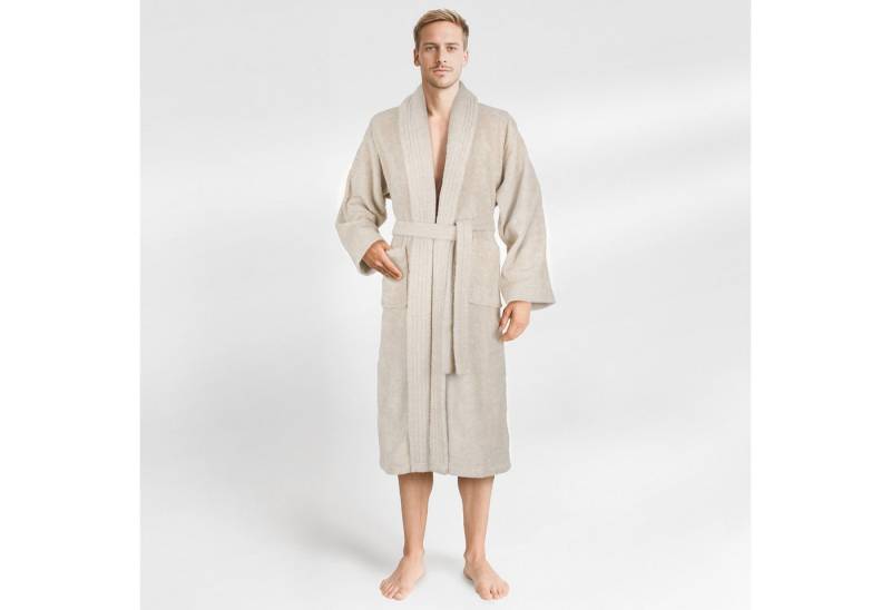 HAMMETEX Herrenbademantel hergestellt aus 100% Baumwolle – 380 g/m² Frottee, mit Taschen, Langform, Baumwolle, Schalkragen, Gürtel, saugfähig & Weich von HAMMETEX