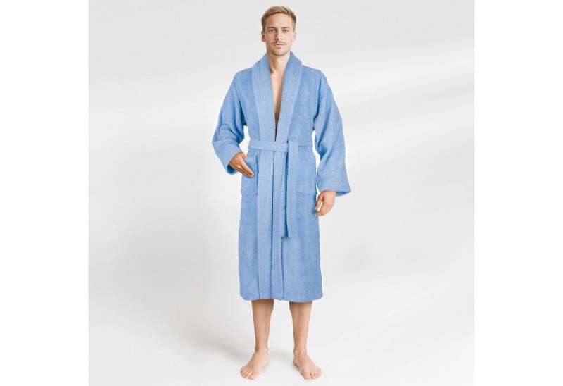 HAMMETEX Herrenbademantel hergestellt aus 100% Baumwolle – 380 g/m² Frottee, mit Taschen, Langform, Baumwolle, Schalkragen, Gürtel, saugfähig & Weich von HAMMETEX