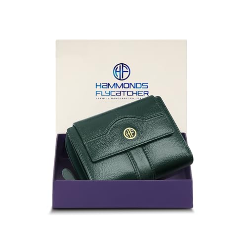 HAMMONDS FLYCATCHER Geldbörse für Damen - Echtes Leder Damen Geldbörse - 14 Kartenfächer - RFID-Schutz - 3 Ausweisfächer - Damen Geldbörse - Täglicher Gebrauch - Frauen Geldbörse, Grün , Modern von HAMMONDS FLYCATCHER