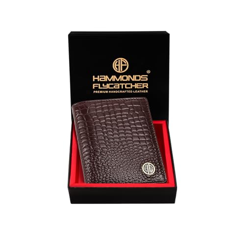 HAMMONDS FLYCATCHER Herren-Geldbörse aus echtem Leder, RFID-geschützt, für den täglichen Gebrauch, Krokodilbraun, Croc Brown, Minimalistisch von HAMMONDS FLYCATCHER